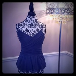 Express Ruched Peplum Spaghetti Strap Top